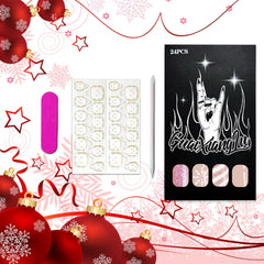 Christmas press on nails short square 24pc set for a complete kit.