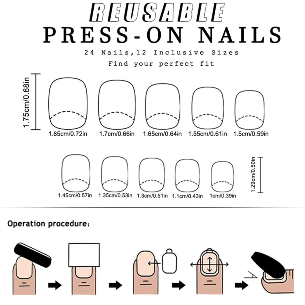 Christmas press on nails twelve sizes included ensure a precise fit.