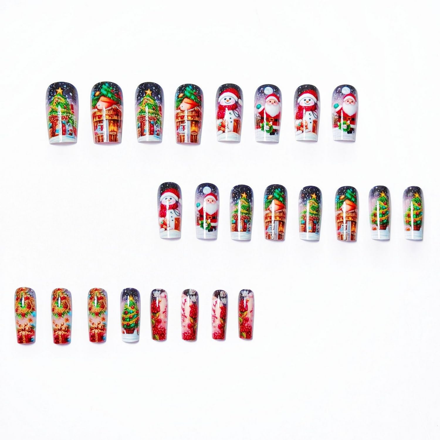 Christmas Press on Nails winter holiday collection captures seasonal style for events.