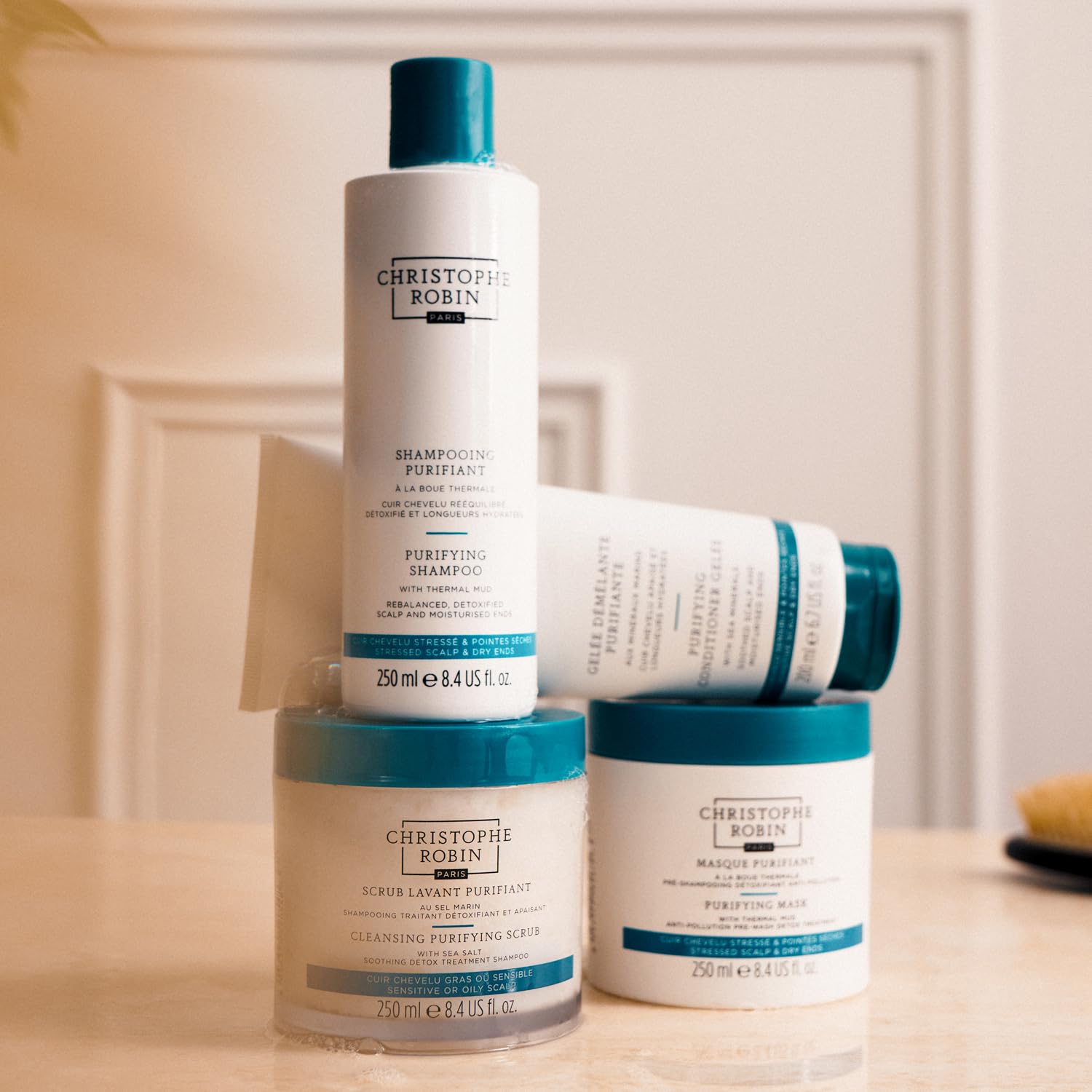 Christophe Robin 75ml packaging shot signals vegan, cruelty-free hair care.