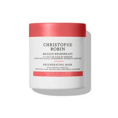 Christophe Robin regenerating mask bottle pour boosts smoothing and shine for dry hair.