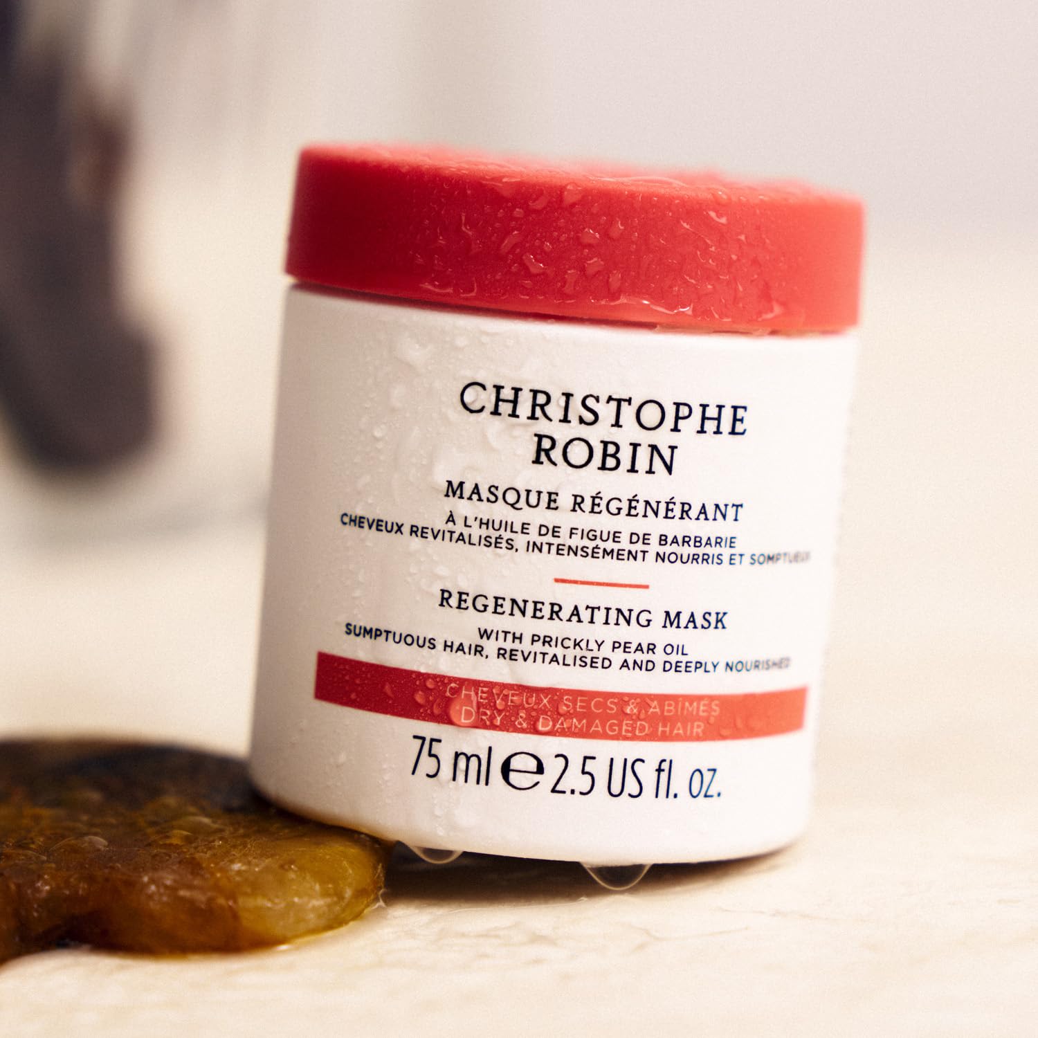 Christophe Robin regenerating mask color-treated hair shine benefit.
