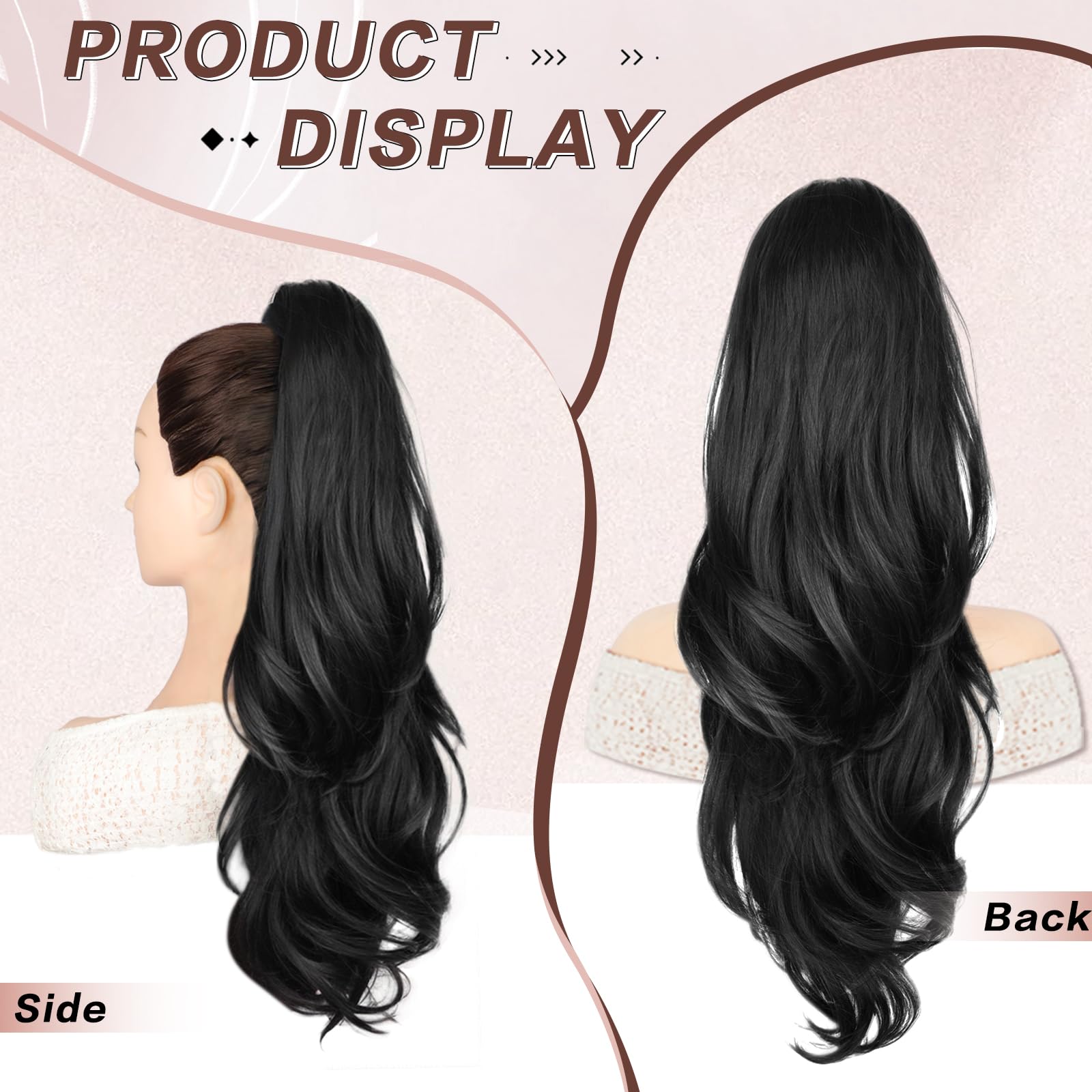 CHRSHN drawstring ponytail with clips ensures secure attachment.