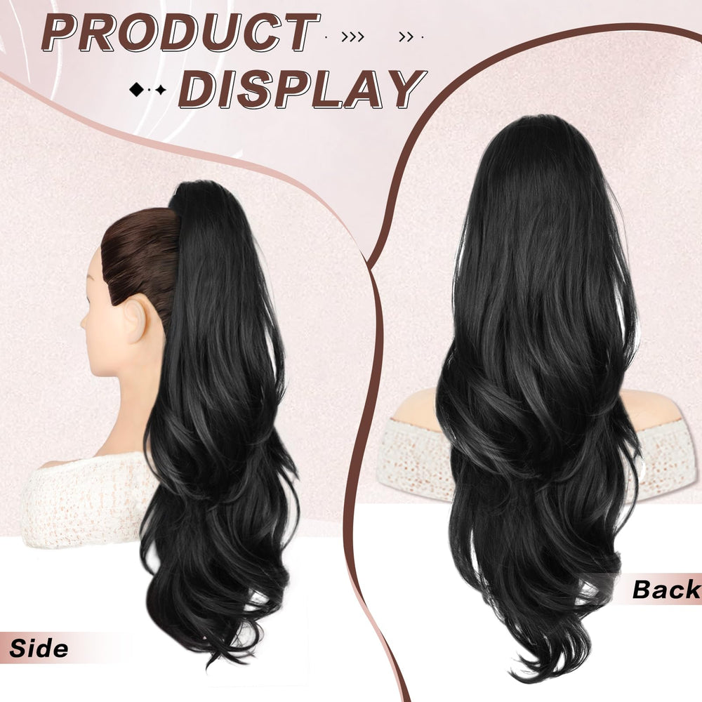 CHRSHN drawstring ponytail with clips ensures secure attachment.
