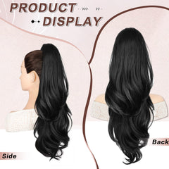 CHRSHN drawstring ponytail with clips ensures secure attachment.