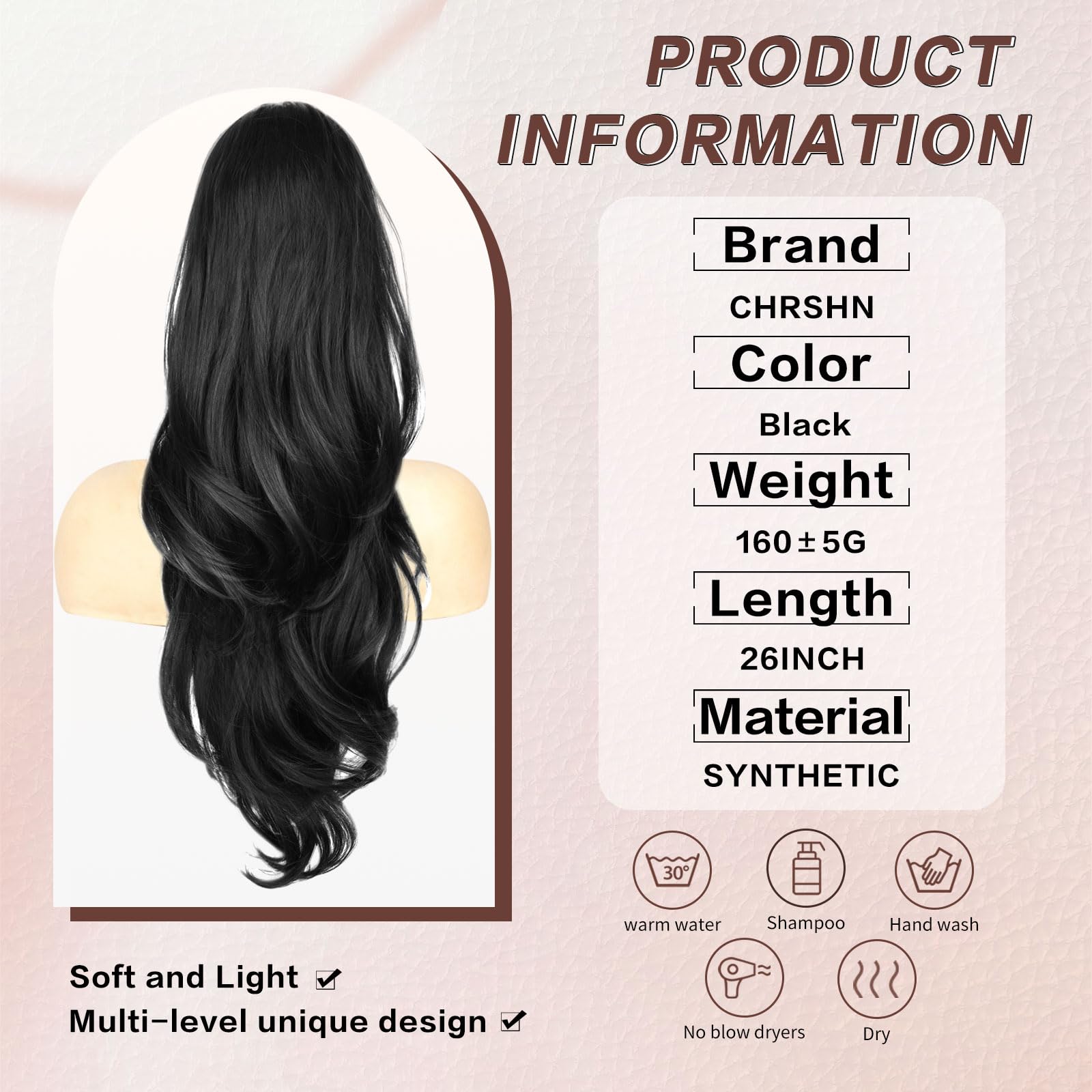 CHRSHN ponytail extension layered design for natural, fuller appearance.