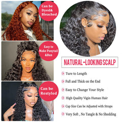 Chsxc virgin Brazilian deep wave wig close-up shows natural shine