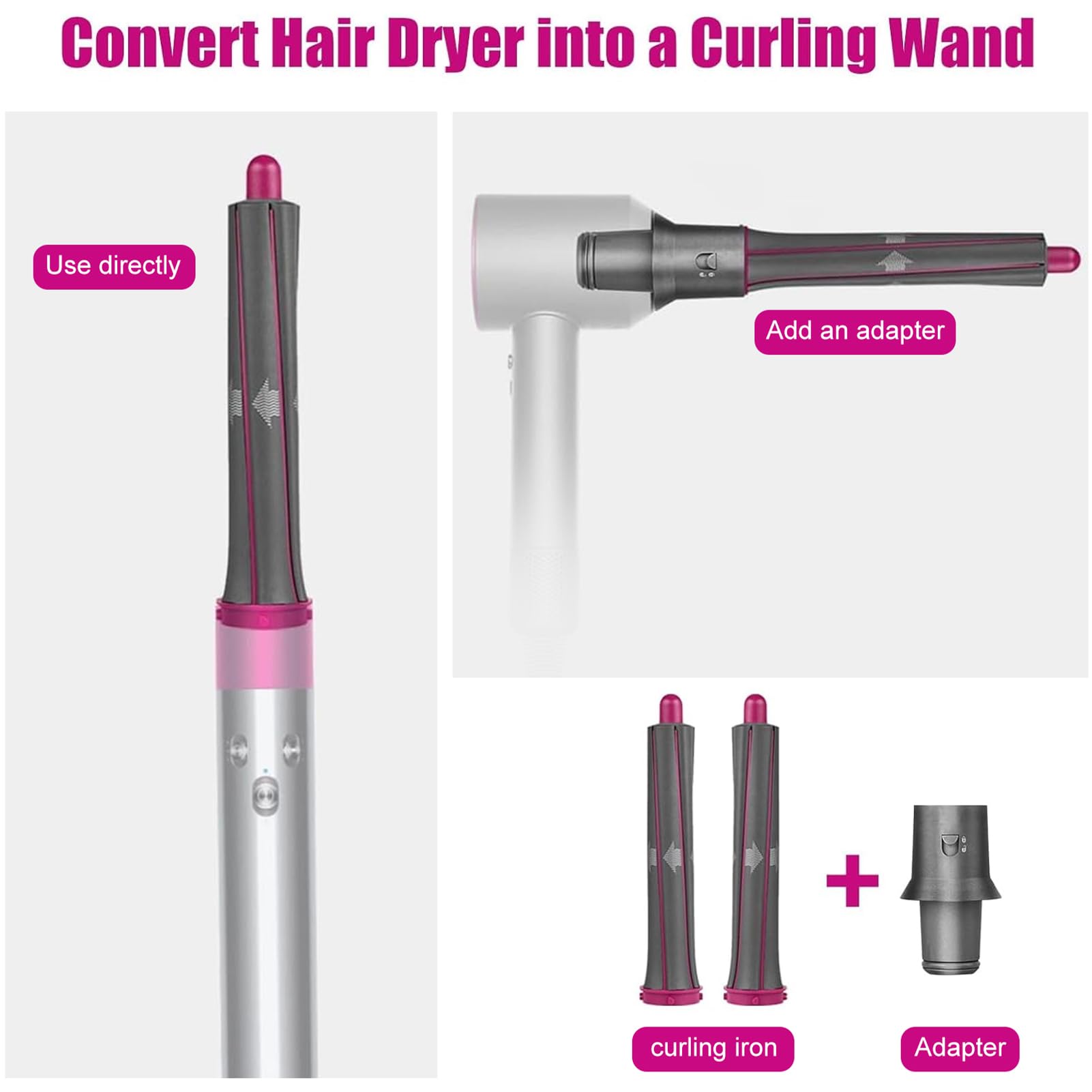 Chuancheng adapter converts Dyson hair dryer into Airwrap styler for on-demand styling.