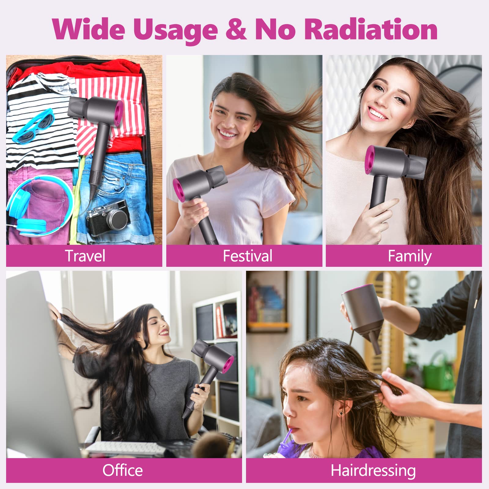Chuancheng smoothing nozzle on Dyson HD01 on dryer for gentle, low-speed styling.