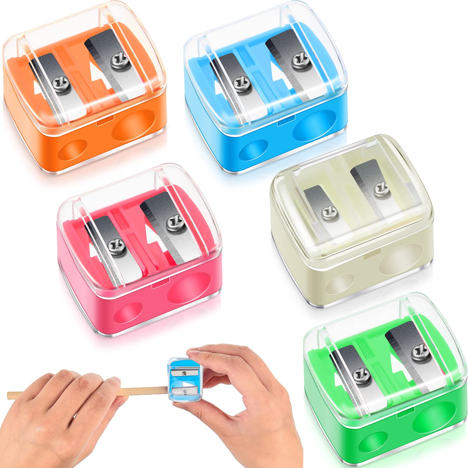 Chuangdi 5-pack makeup pencil sharpener dual blades for precise shaping.