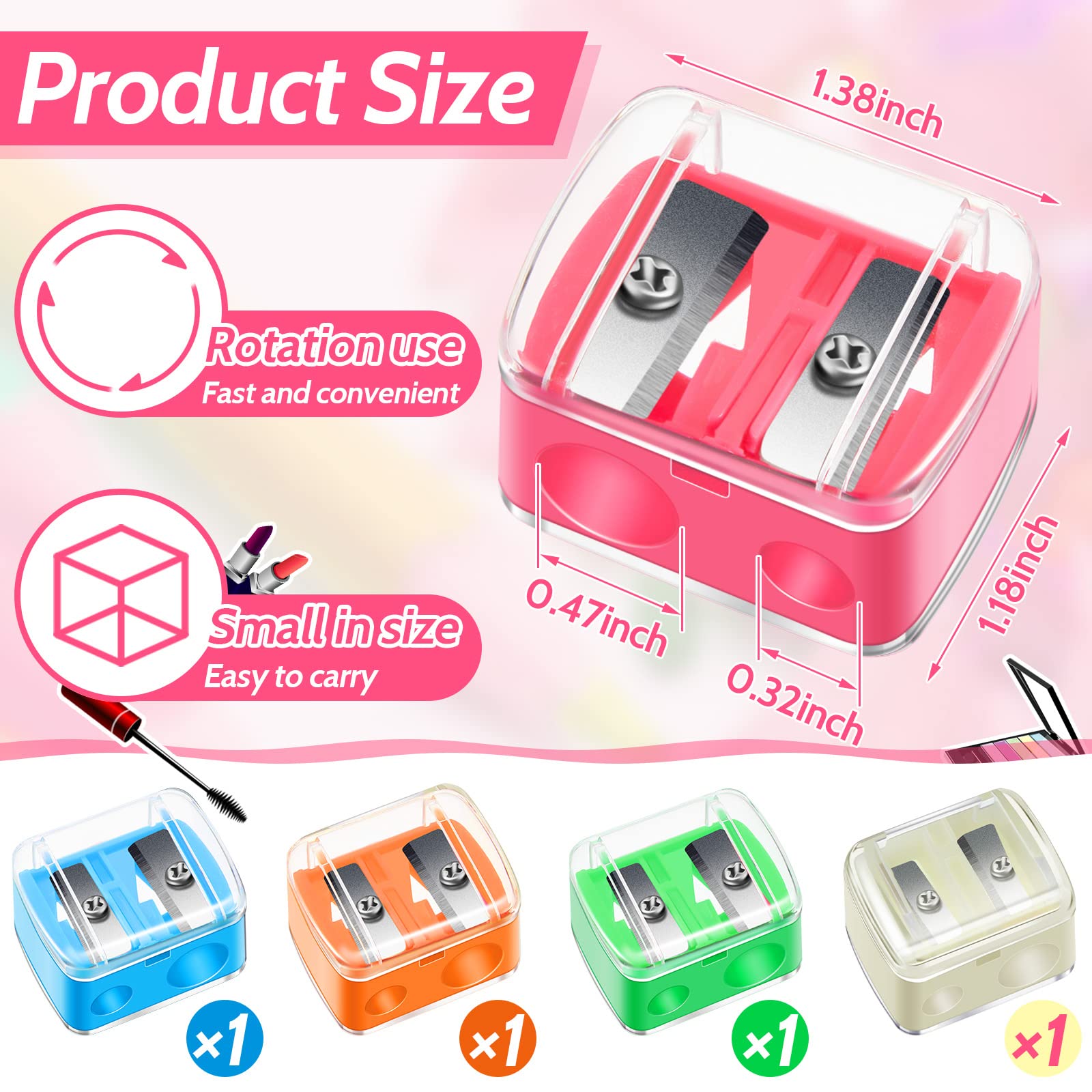 Chuangdi lip liner sharpener dual-size design for clean, even edges.