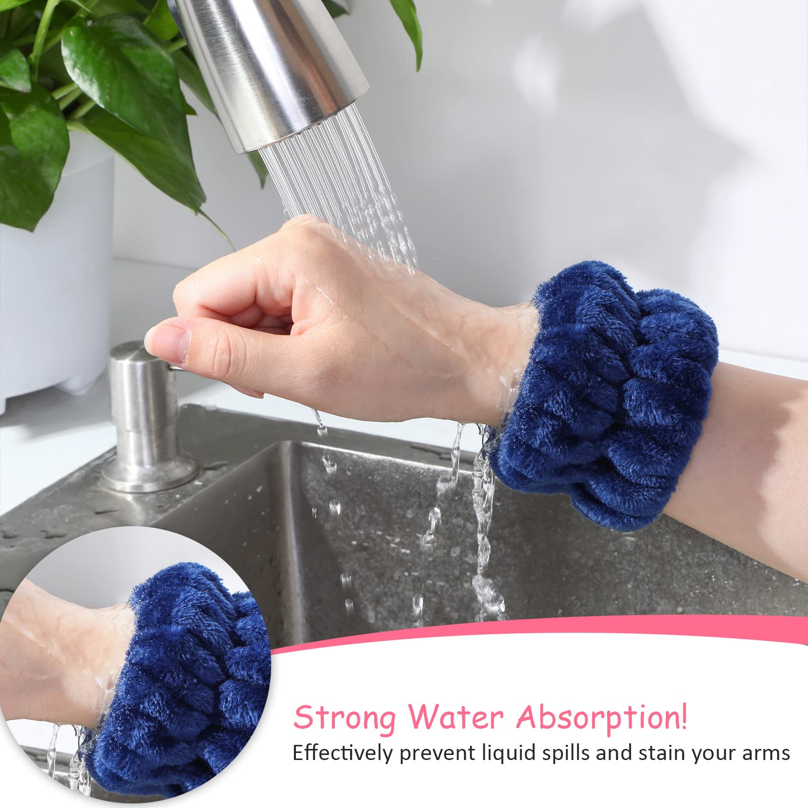 Chuangdi wrist bands wash-face pair demonstrates practical use during facial cleansing