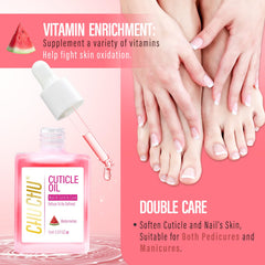 Chuchu cuticle oil on hands demonstrating quick-absorb formula