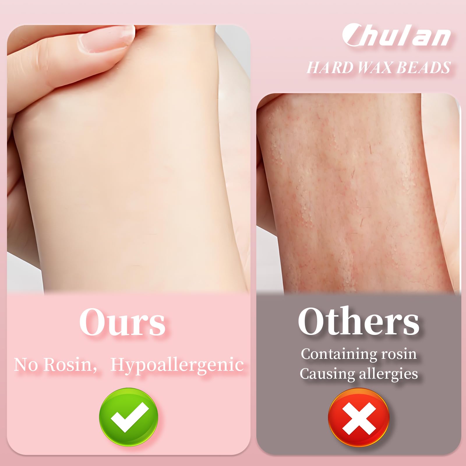 Chulan wax beads ideal for Brazilian and bikini area waxing at home.