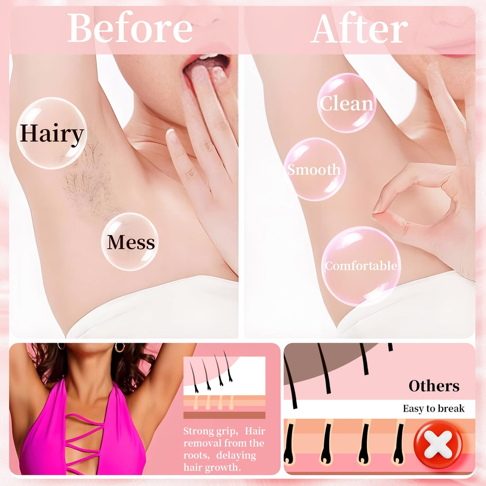 Chulan hypoallergenic wax beads fragrance-free formula suitable for sensitive skin during at-home waxing.