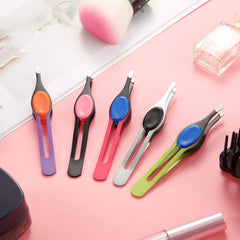 Chumia colorful rubber-grip tweezers image emphasizing comfortable, non-slip control.
