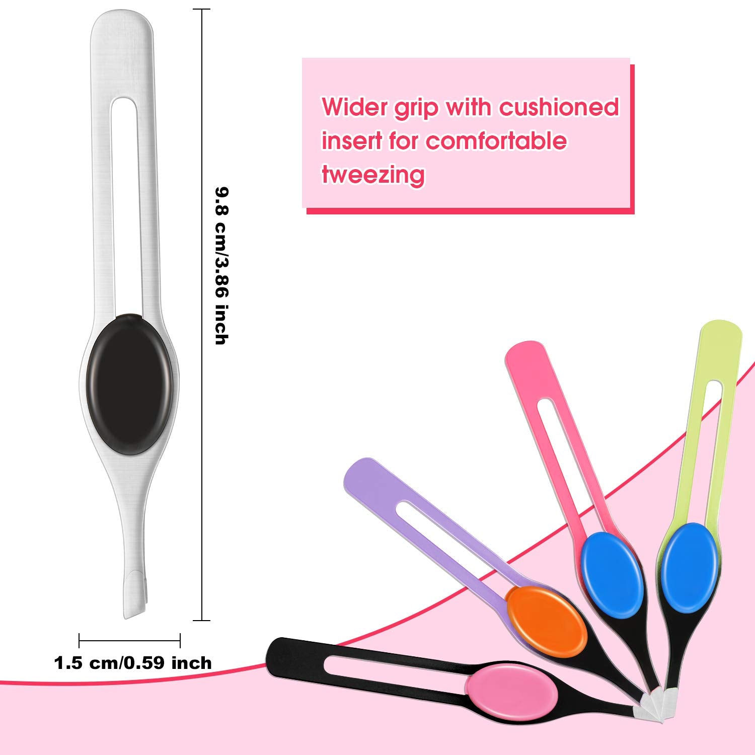 Chumia slanted-tip tweezers closeup highlighting precise grip for fine hairs.