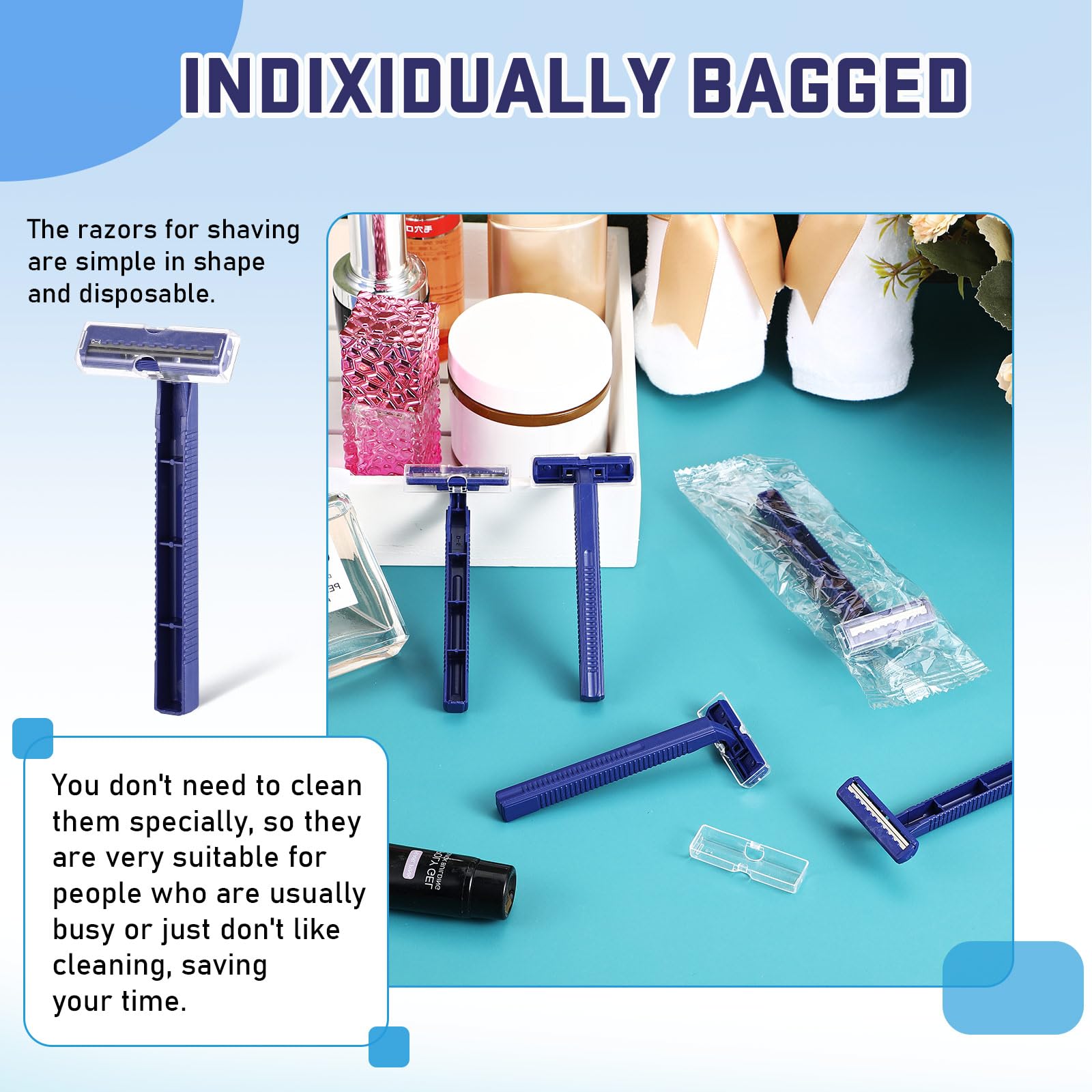 Chumia hotel-use razors shown ready for guest amenities and bathroom setups