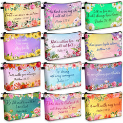 Chunful Christian makeup bags 12-pcs set—great for daily organization and gifting