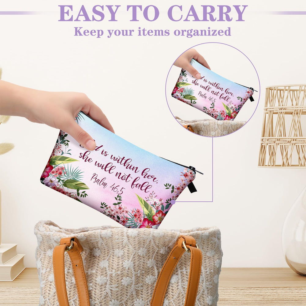Chunful open makeup bag with items—demonstrates practical organization