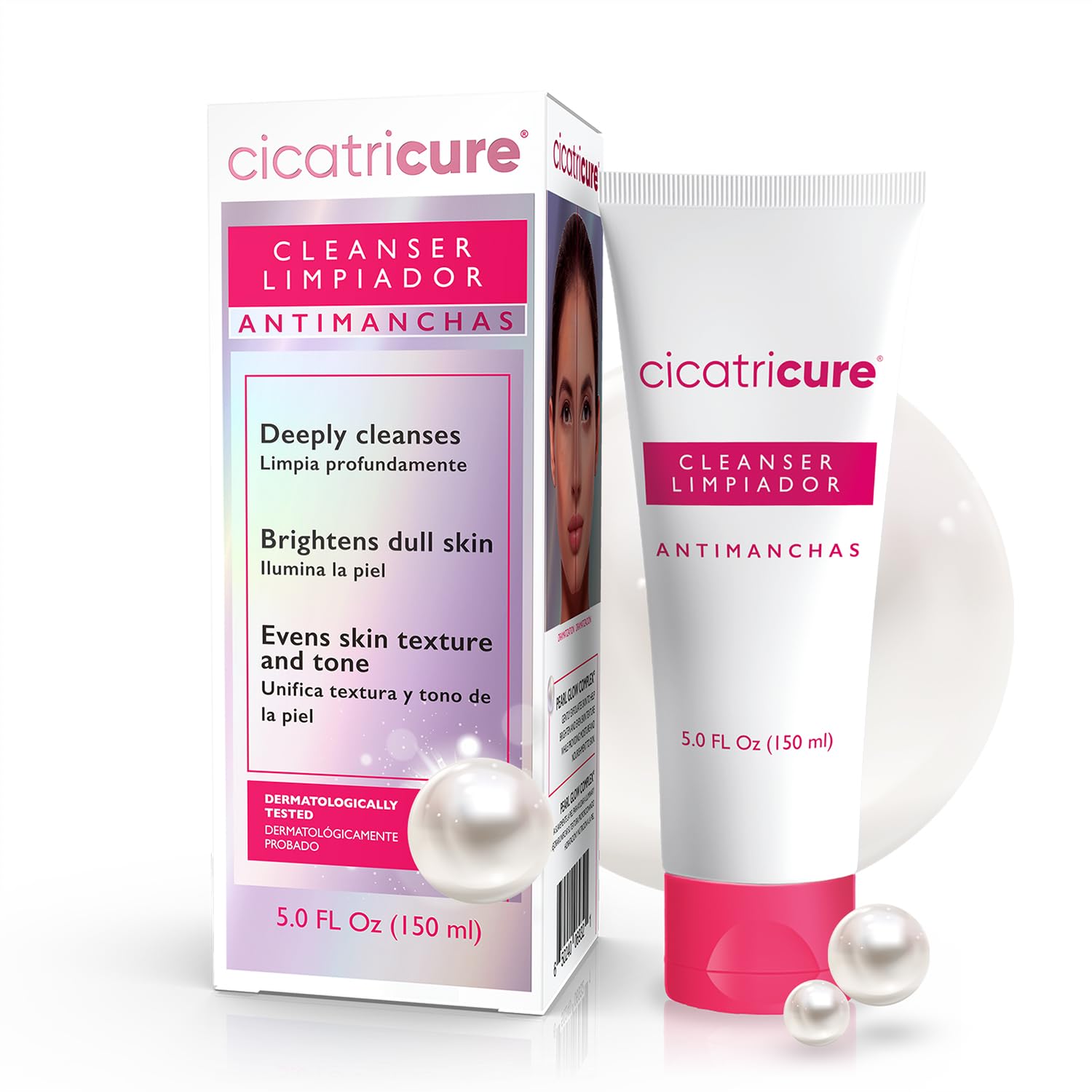 Cicatricure Antimanchas Face Wash bottle-closeup showing 3-in-1 cleansing for daily brightening