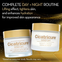 Cicatricure Gold Lift gift-pack packaging highlights a complete anti-aging routine.