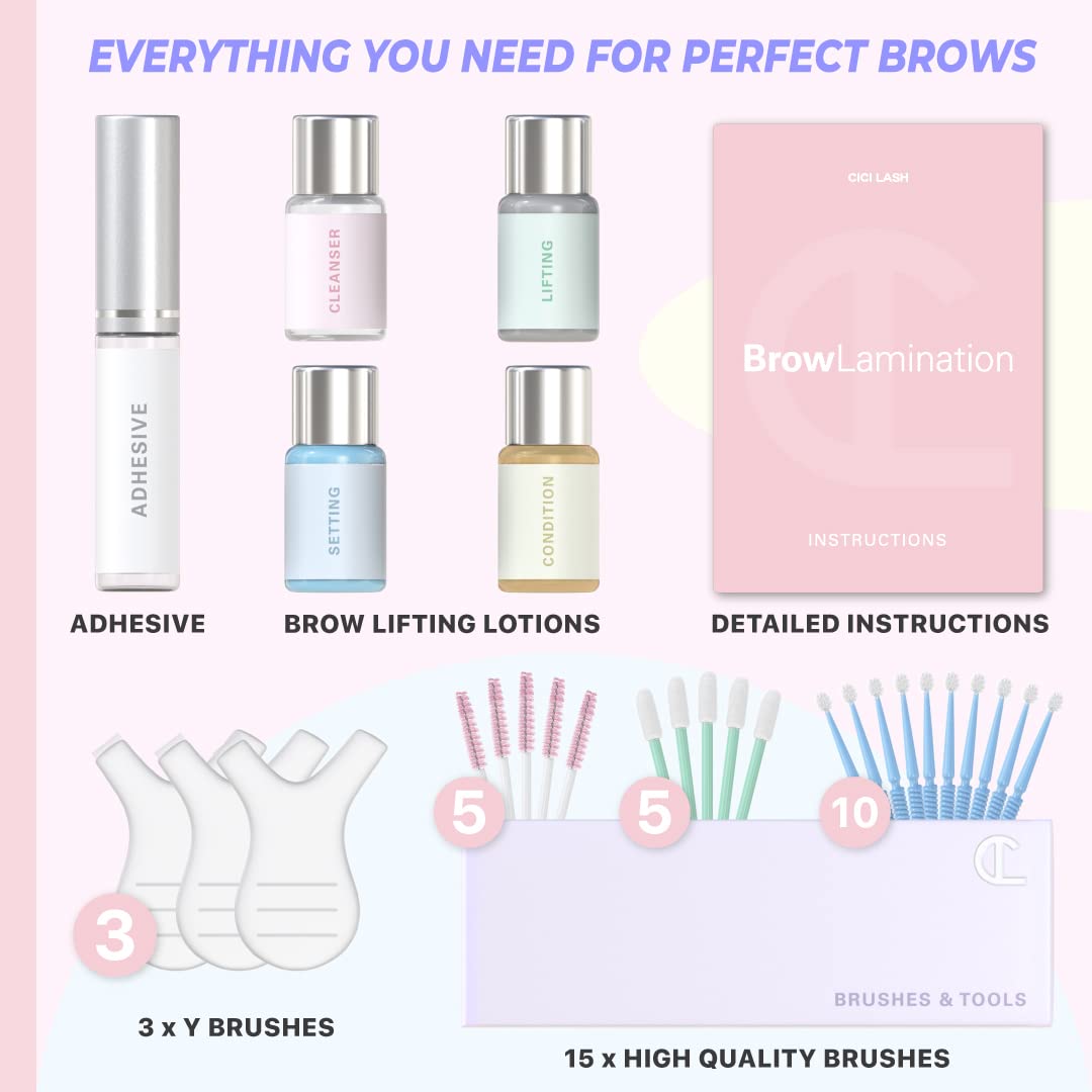 CICI Lash adhesive tubes used to secure lifted brows during treatment