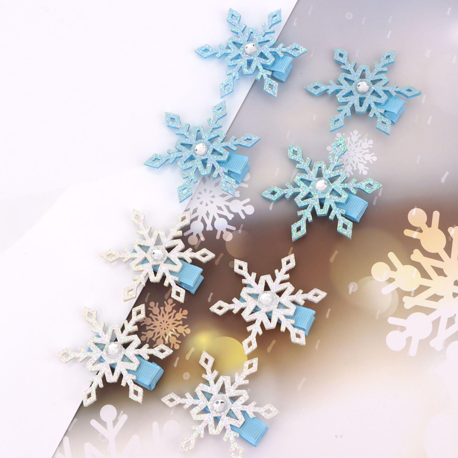 CIEHER icy blue snowflake clip adds magical shine for winter outfits