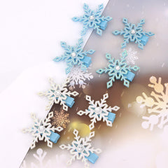 CIEHER icy blue snowflake clip adds magical shine for winter outfits