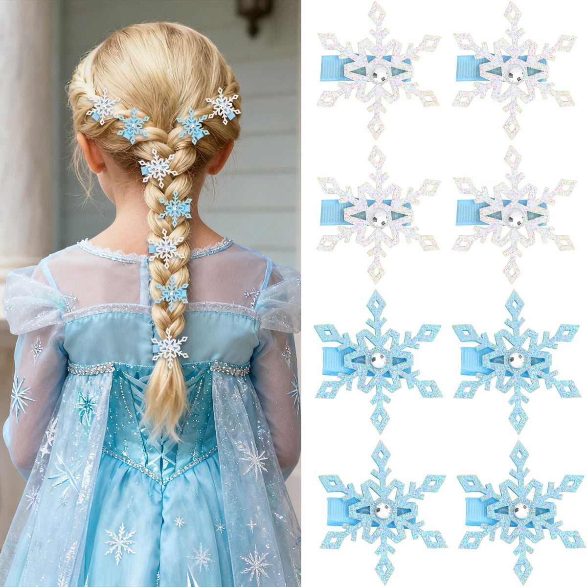 CIEHER white snowflake clip adds sparkle to daily hairstyles