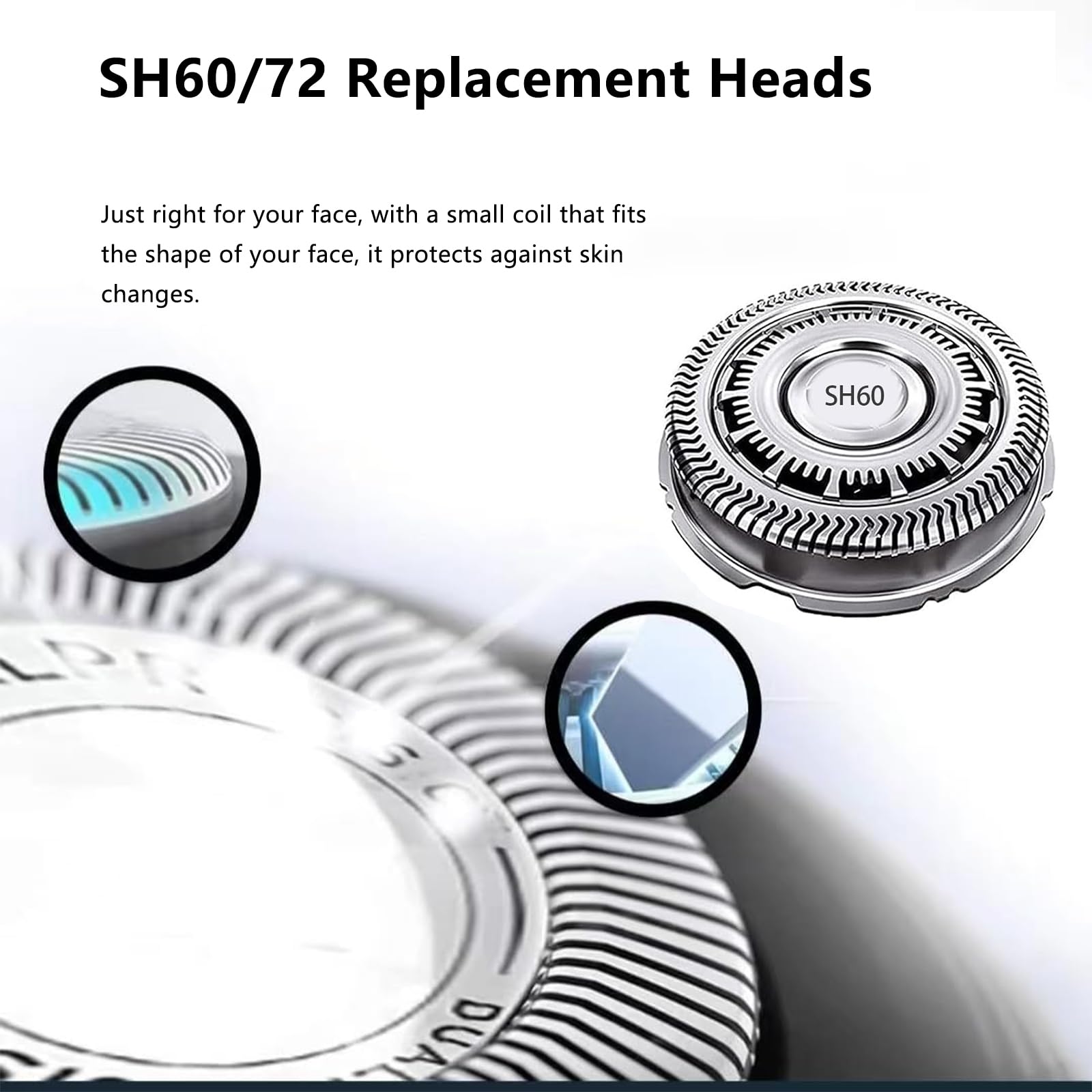 CIELONI SH60 replacement blades 3-pack side view highlights secure fit for smooth shave