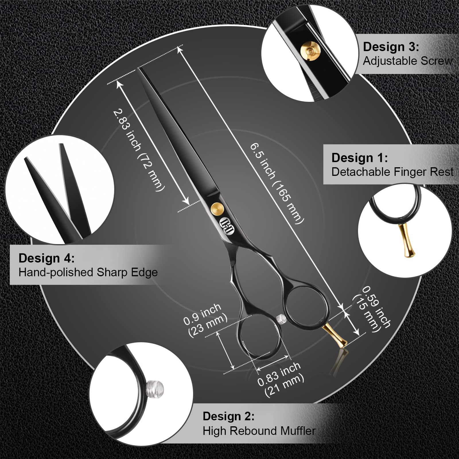 CIICII hair cutting scissors ergonomic handle reduces hand fatigue during styling.