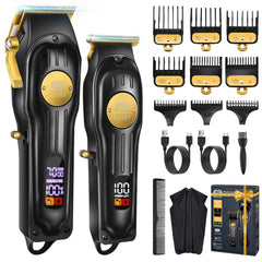 CIICII hair clippers set with black metal body for durable home grooming.