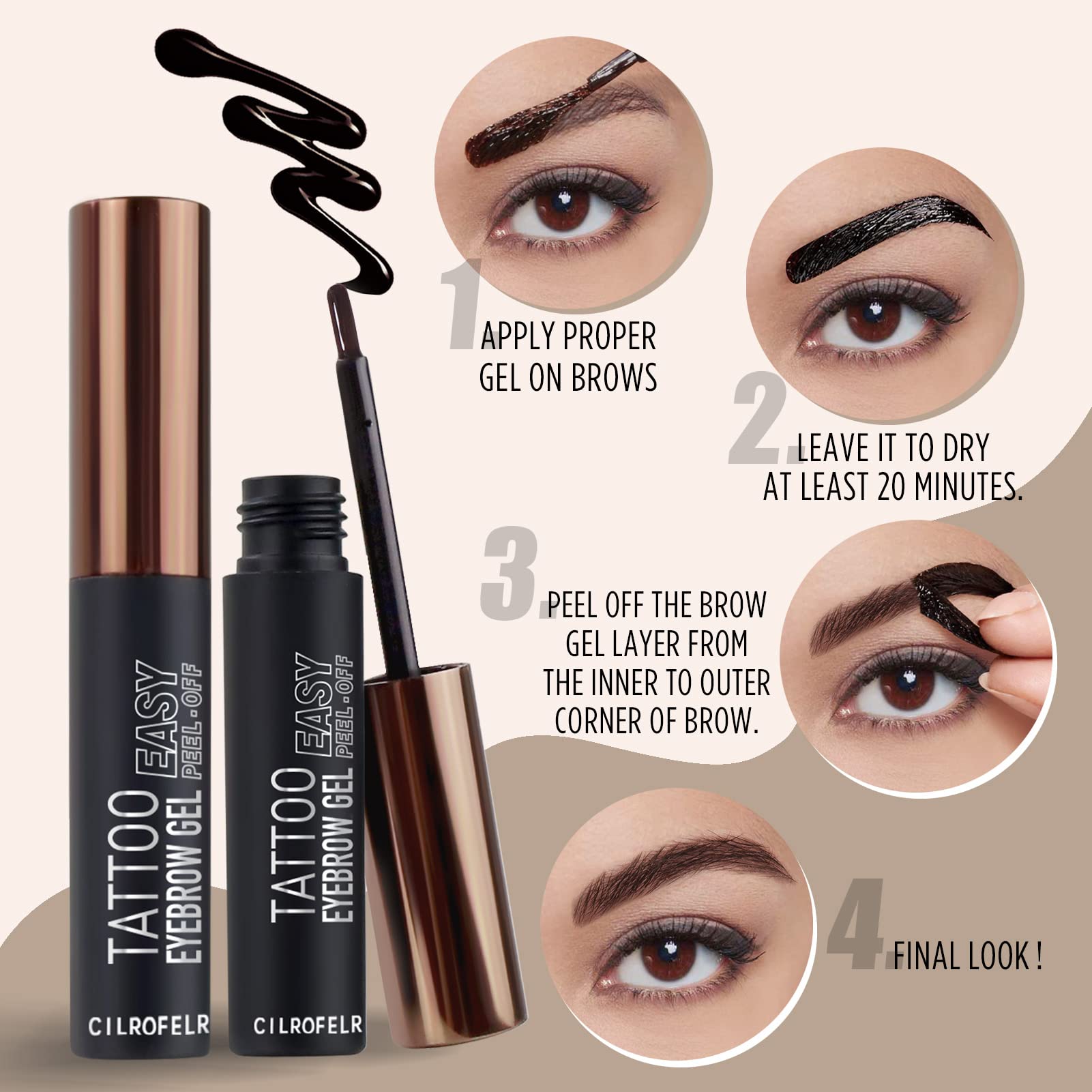 Cilrofelr 2-pack warm brown brow tint set for at-home use.
