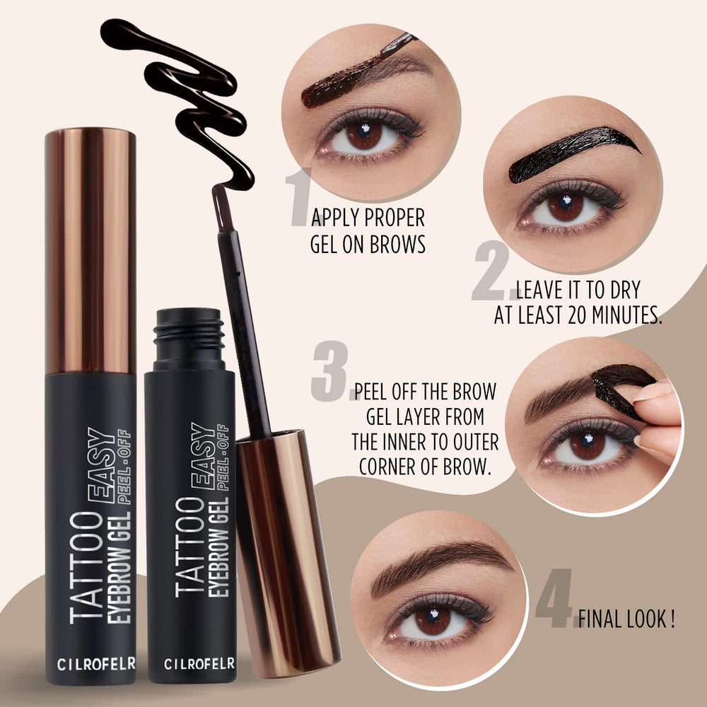 Cilrofelr tattoo peel eyebrow gel dark brown 2-pack offers convenient color consistency