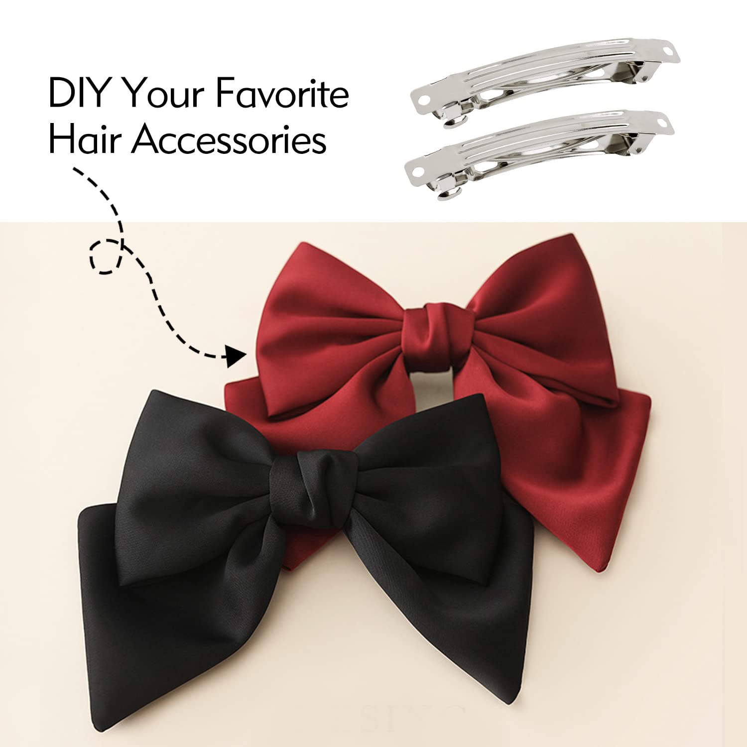 Cinaci 8cm silver barrettes ready for crafting custom hairstyles