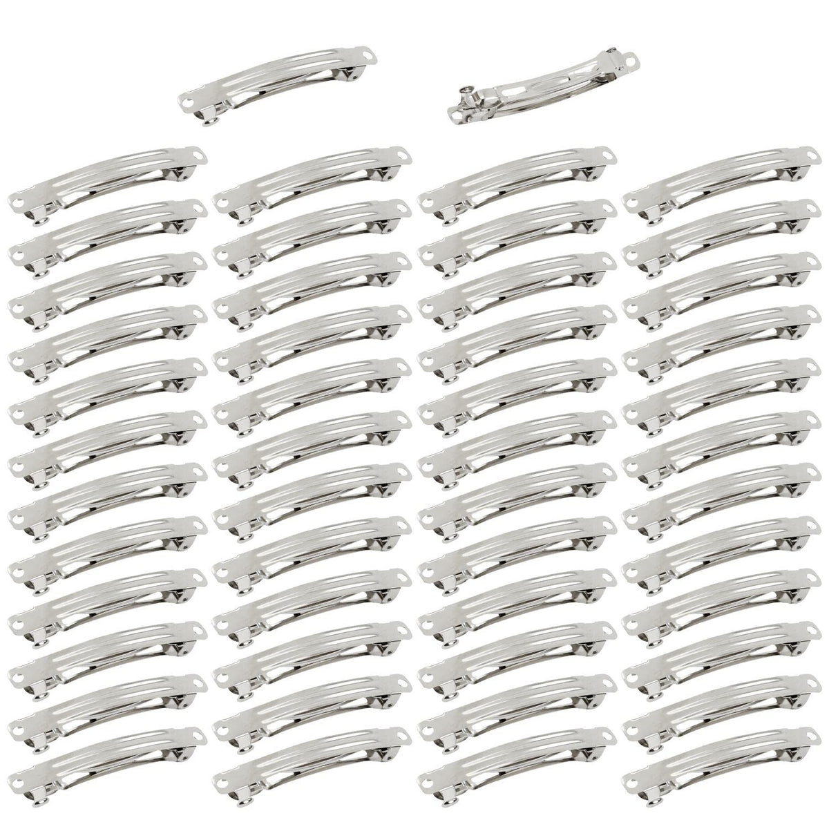 Cinaci 8cm silver barrettes front view for secure hold and chic style