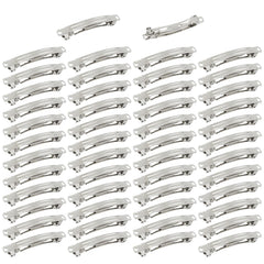 Cinaci 8cm silver barrettes front view for secure hold and chic style