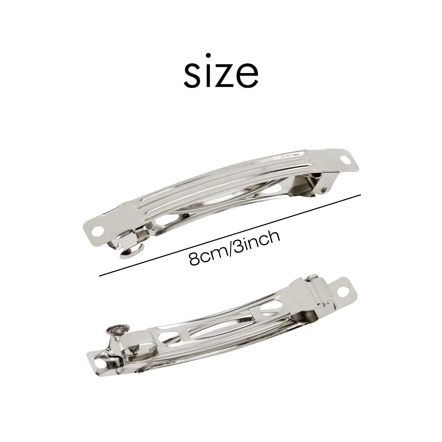 Cinaci 8cm silver barrettes side profile for everyday hair styling