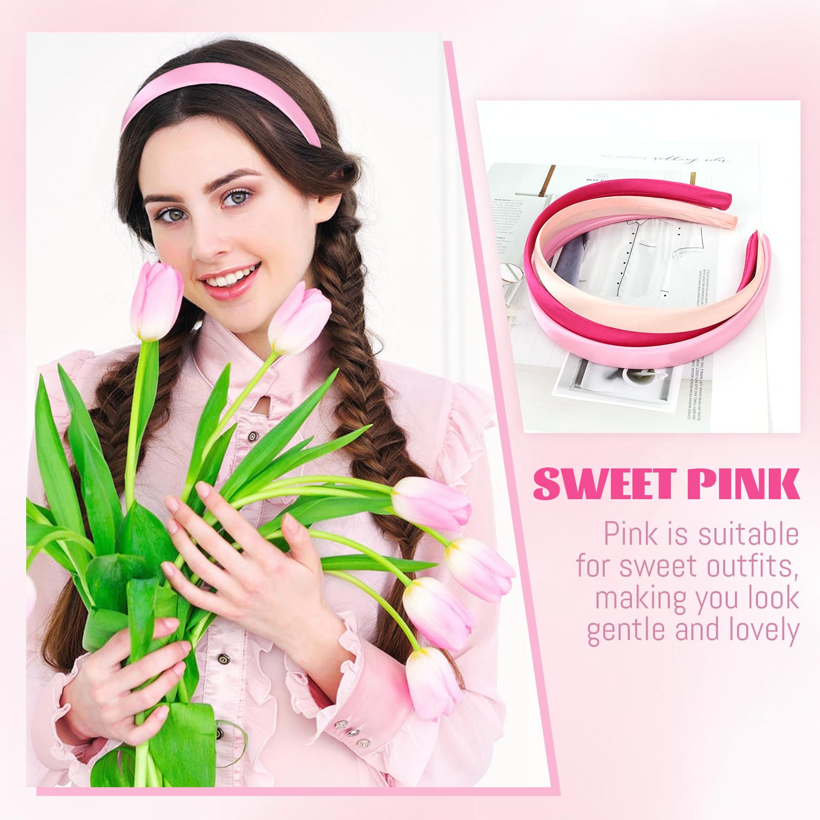 Cinaci satin-wrapped headbands ready for DIY decoration like bows and beads.