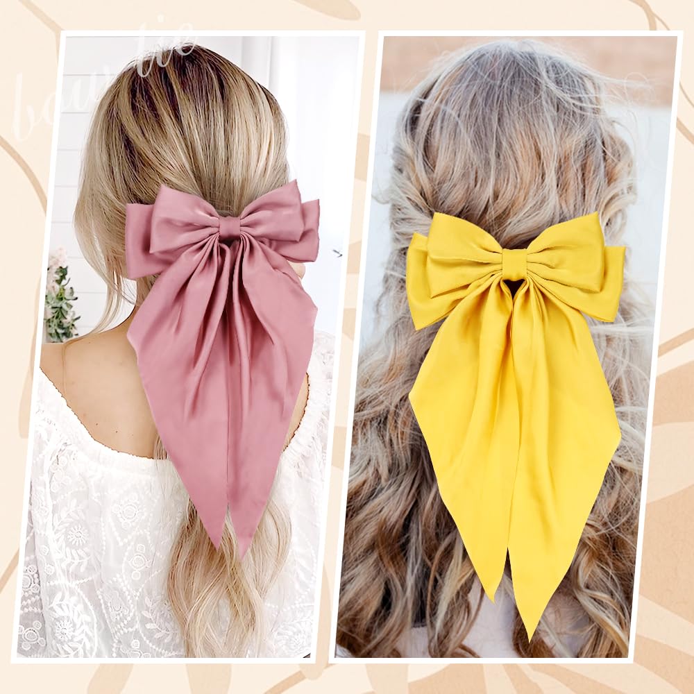 Cinaci big bow with long tails in dusty pink for elegant everyday wear