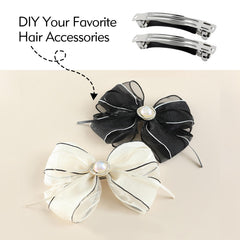 Cinaci barrette silver metal with blank surface for customization in 10cm size.