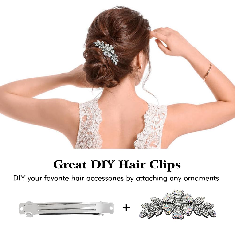 Cinaci silver metal barrette 6cm close-up for DIY decorating.