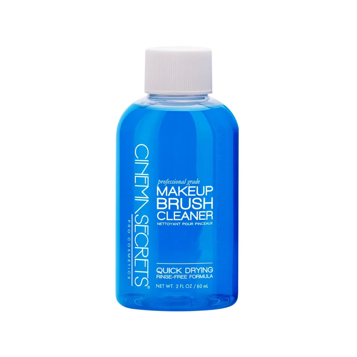 Cinema Secrets blue vanilla cleanser bottle pour shows quick-dry solution for brushes