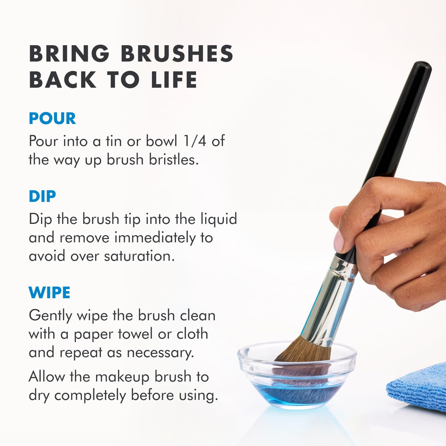 Cinema Secrets blue vanilla solution applied for quick-dry brush cleaning