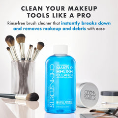 Cinema Secrets brush cleanser spray application for quick, residue-free drying