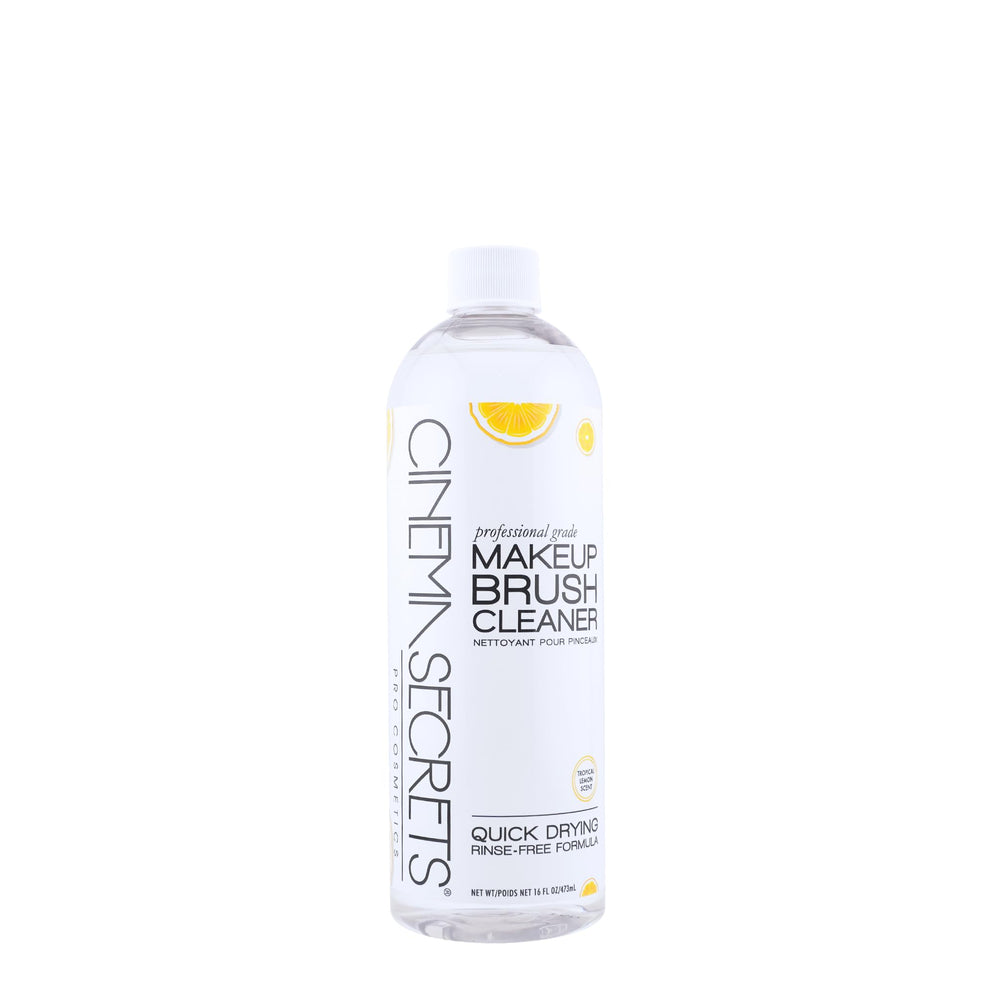 Cinema Secrets Original Brush Cleaner bottle with lemon scent cleans brushes quickly without rinsing.