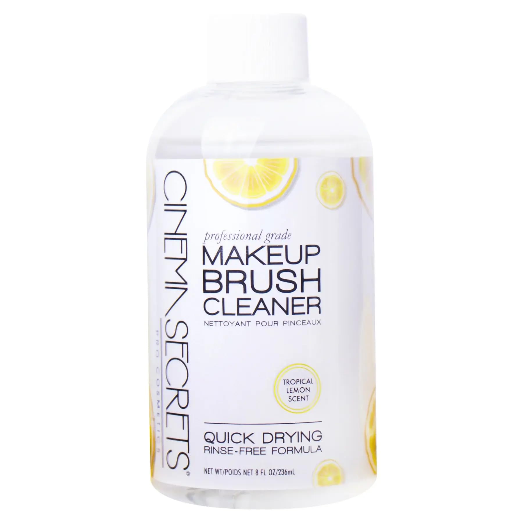 Cinema Secrets original brush cleaner bottle highlights lemon scent for quick refreshing of brushes