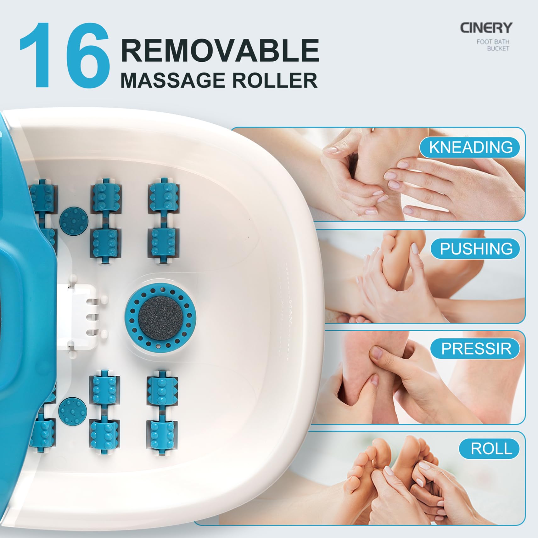 CINERY FIAHNG Foot Spa Massager vibration offers gentle foot relief.