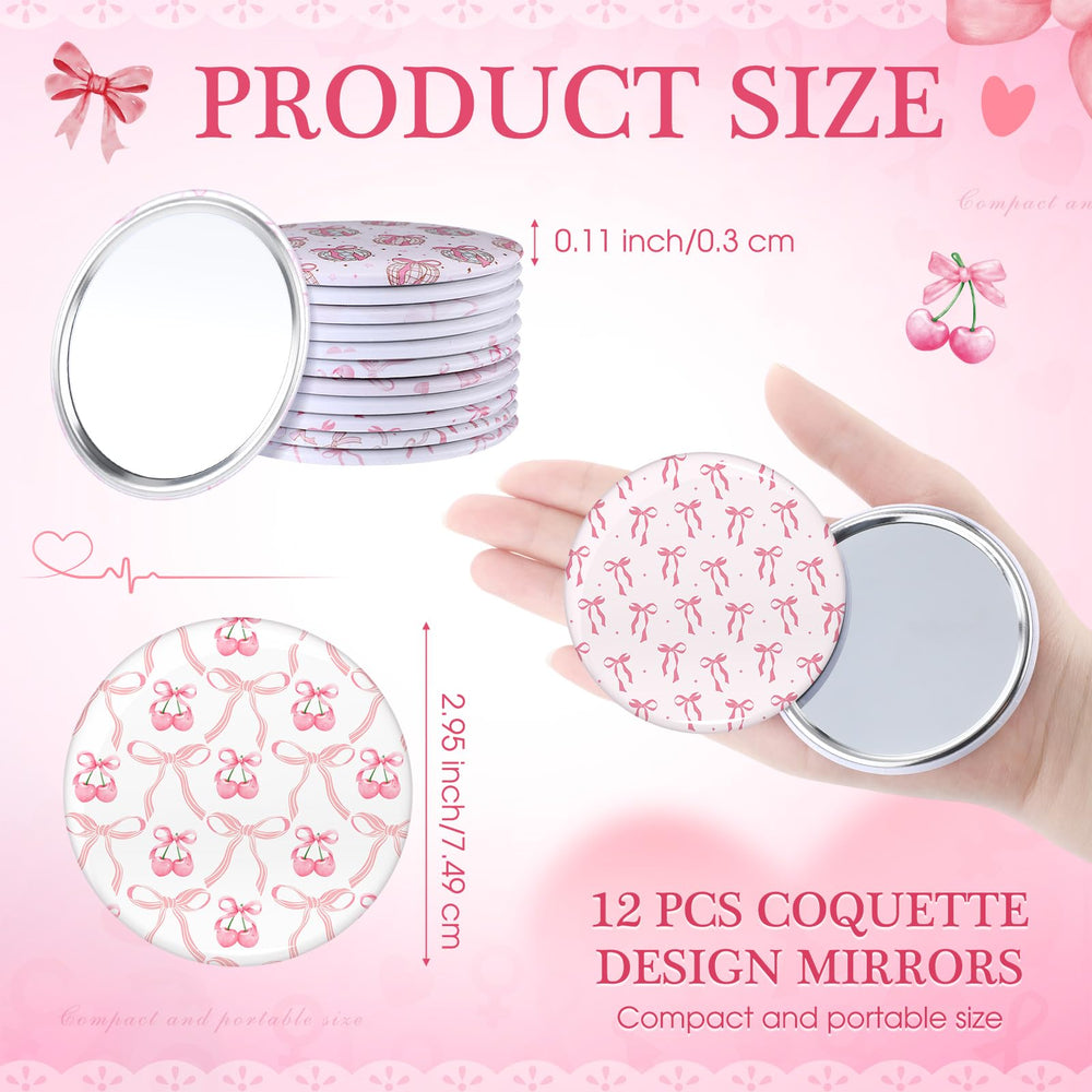 Cinnvoice cherry-pattern compact mirror in pink for daily refresh